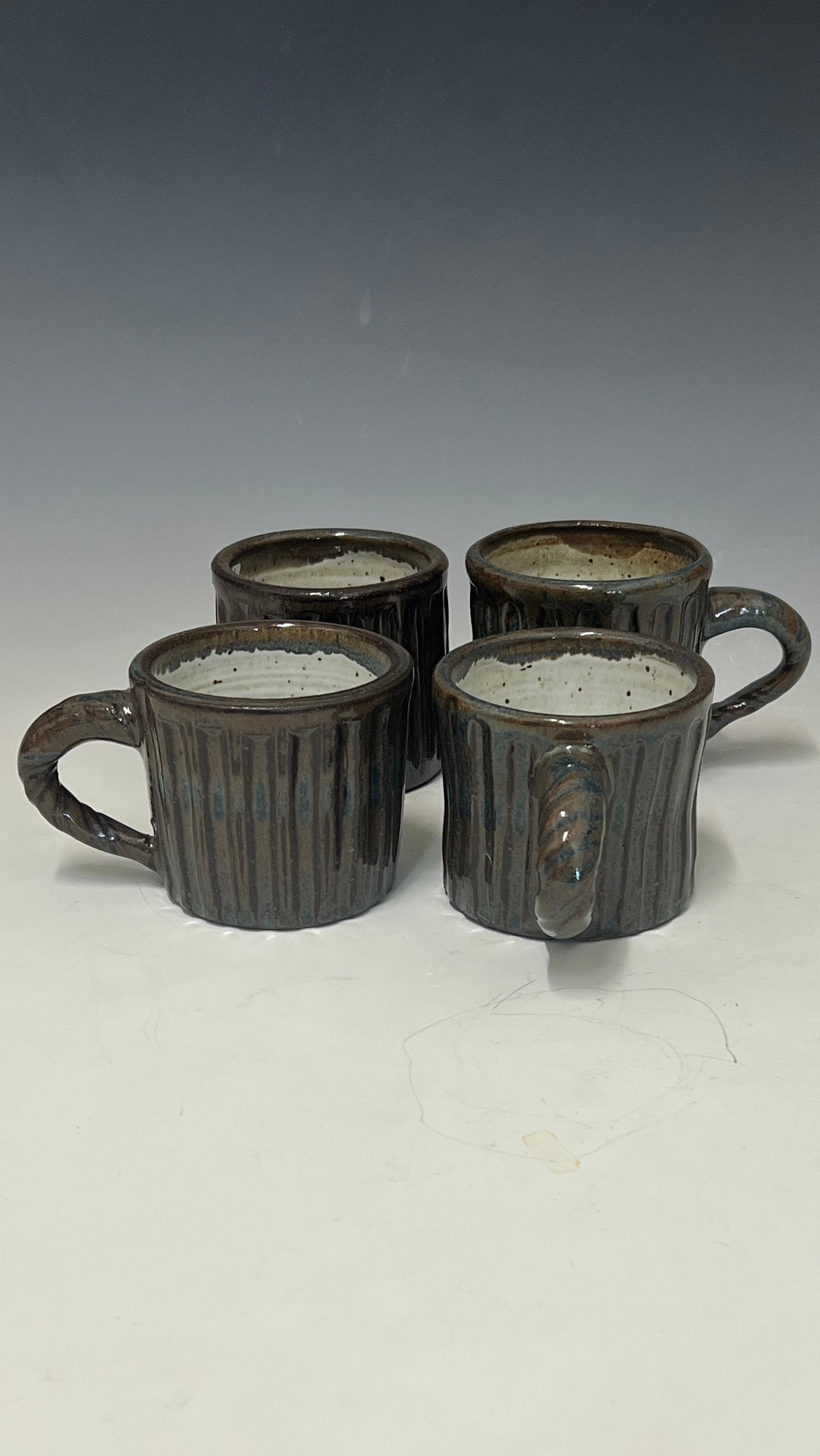 Blue and Brown Ribbed Cup