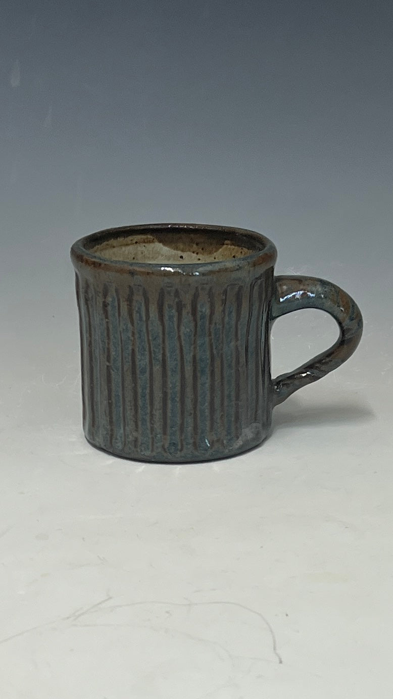 Blue and Brown Ribbed Cup