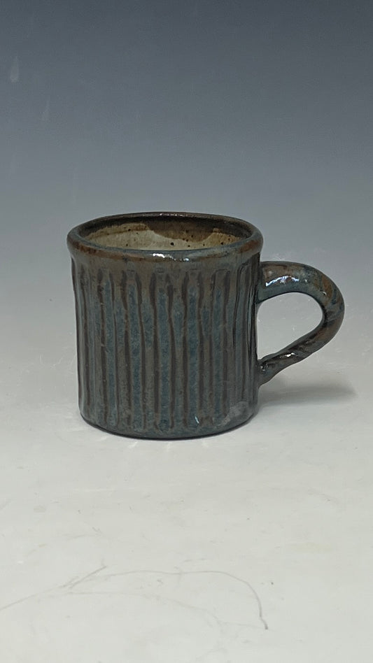 Blue and Brown Ribbed Cup