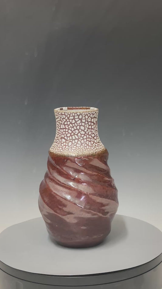 Deep Red Swirl Vase